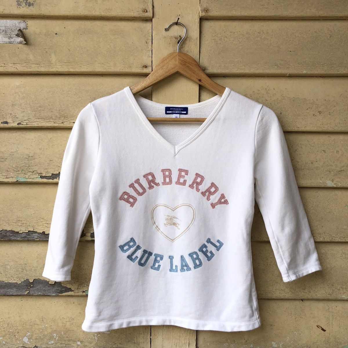 Burberry Burberry Blue Laber Embroided Long Sleeve Tshirt Size S / US 4 / IT 40 - 1 Thumbnail
