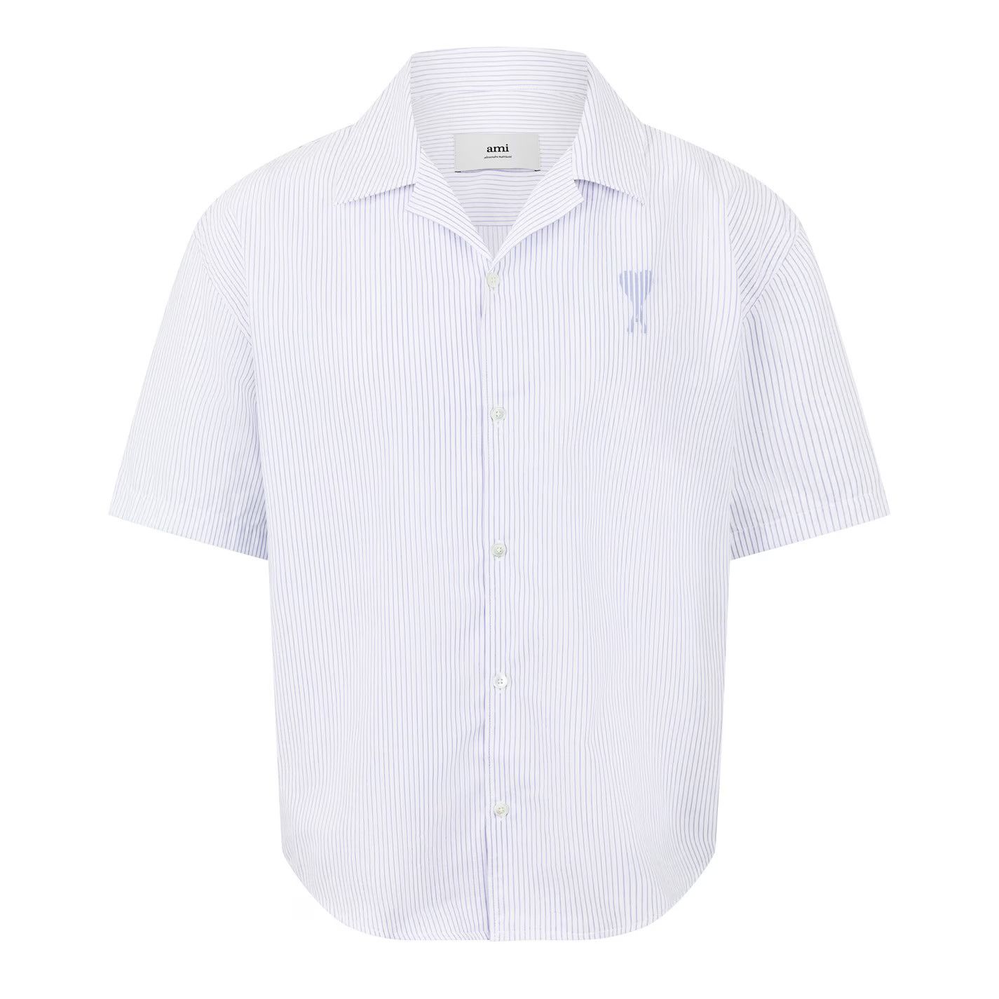 AMI o1g2r1mq0326 Stripe Shirt in White/Blue Size US XL / EU 56 / 4 - 1 Thumbnail