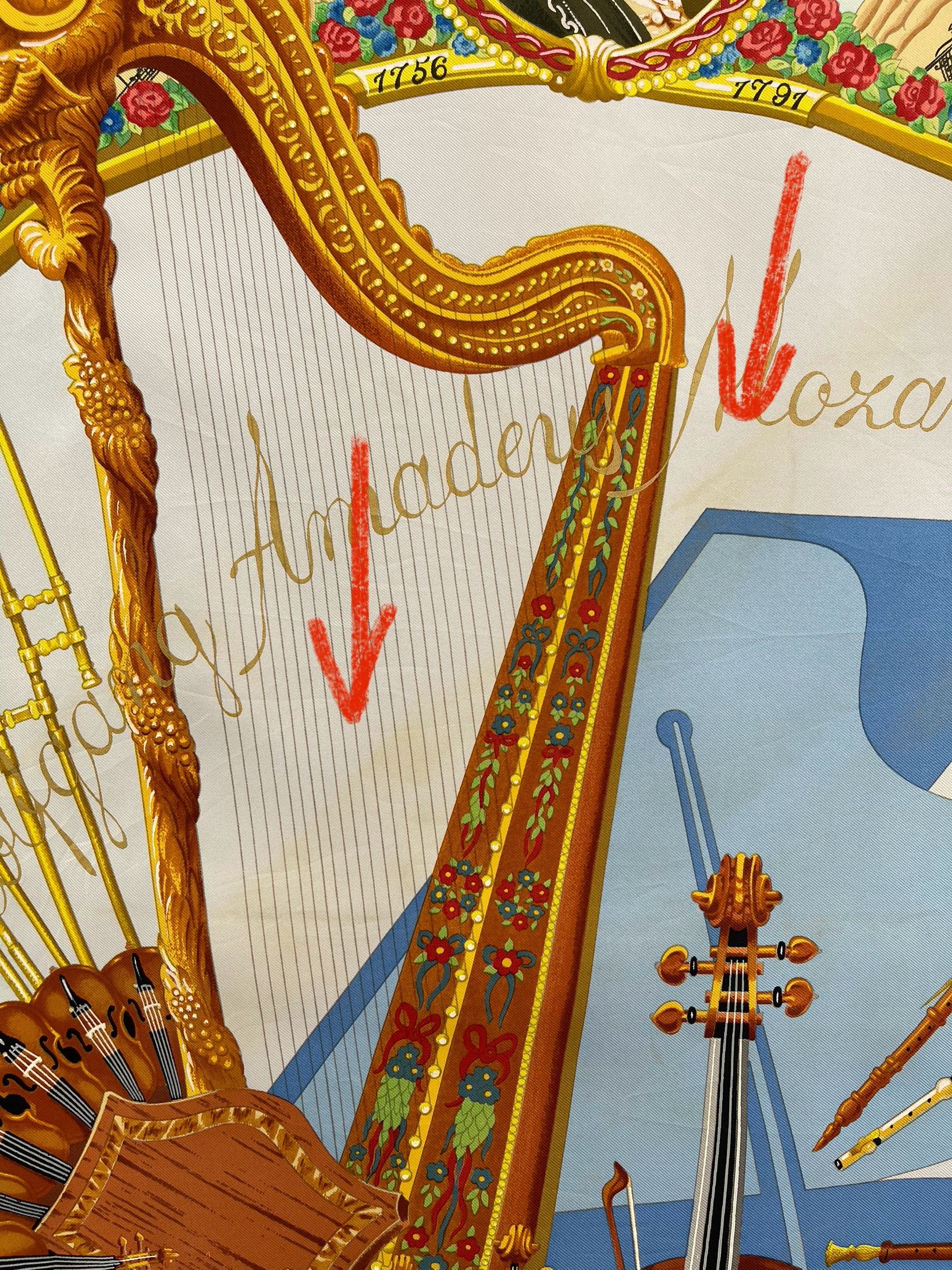 Hermes Vintage Hermès Paris Hommage A Mozart Silk Scarf - S7007 Size ONE SIZE - 6 Thumbnail