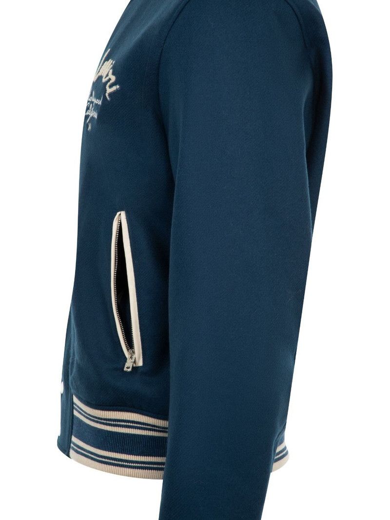 Amiri o1orln1125 Hollywood Bomber Jacket Blue/White Size US L / EU 52-54 / 3 - 5 Thumbnail