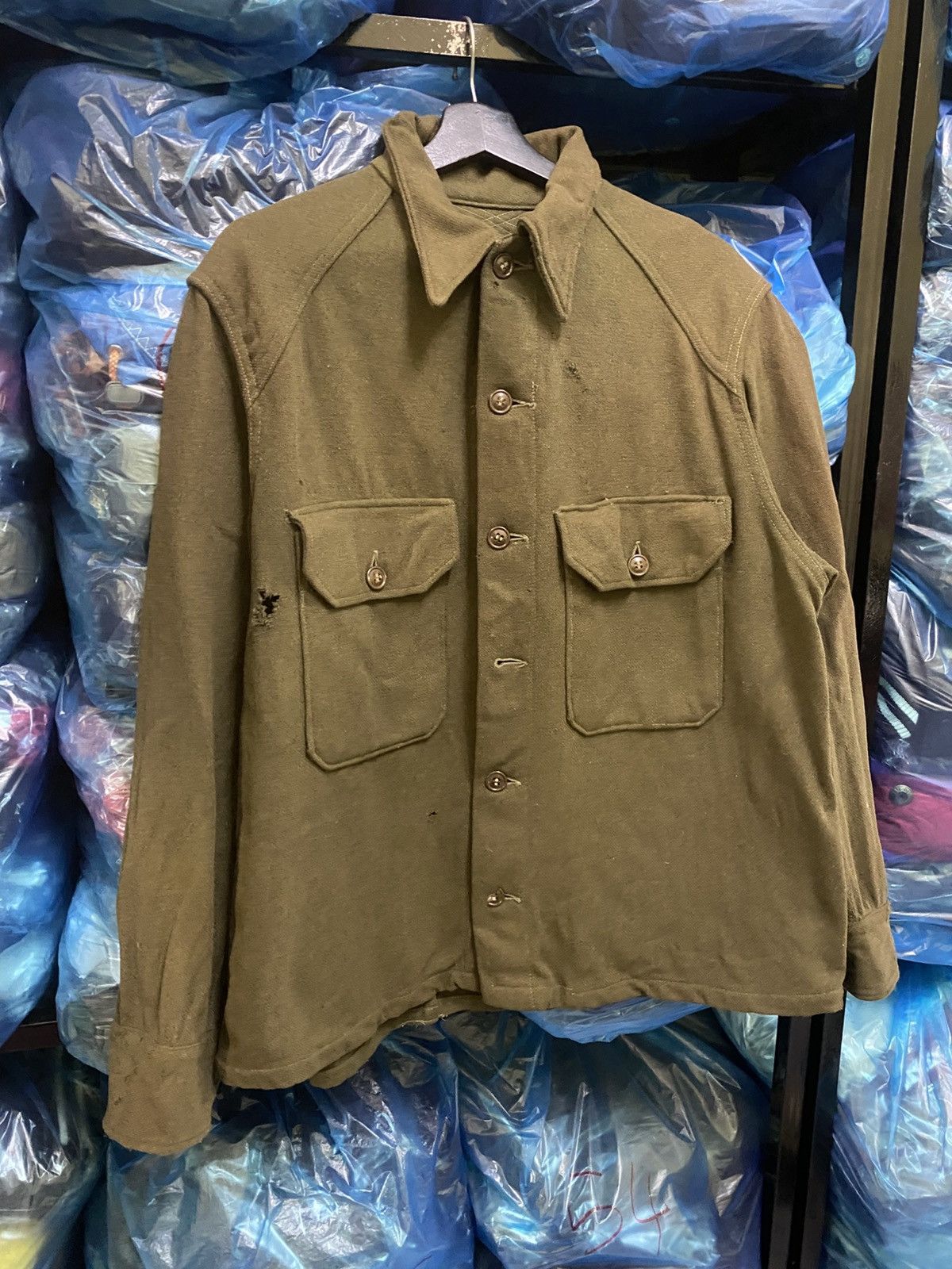 Other Vintage WWII Era US Army Wool Field Shirt Olive Green Size US M / EU 48-50 / 2 - 3 Thumbnail