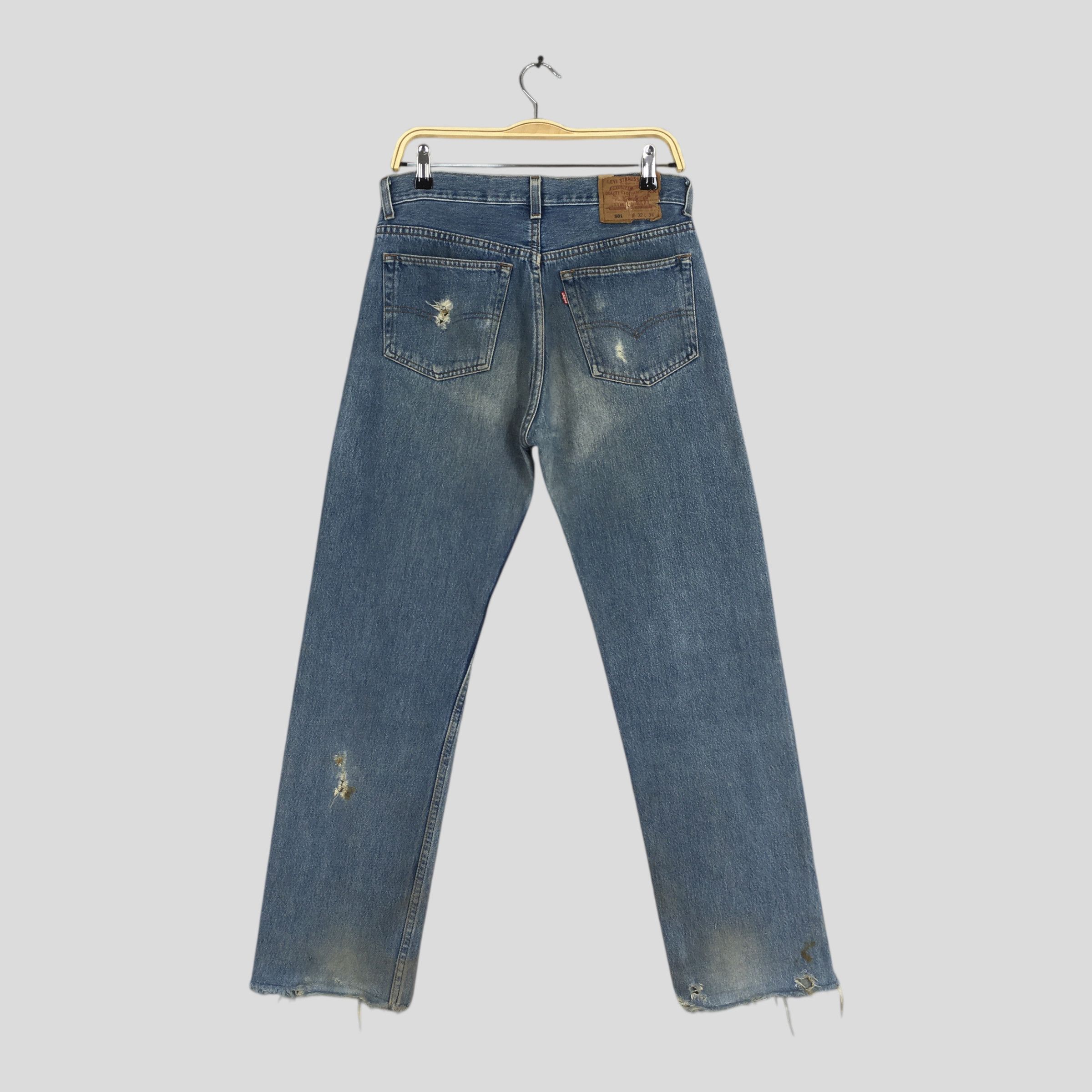 Levi's Size 29x28.5 Vintage 90s Levi's 501 Distressed Jeans S1081 Size US 29 - 7 Thumbnail