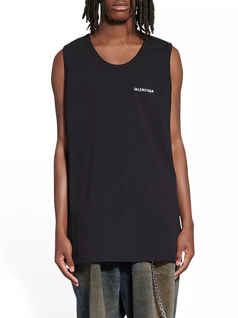 Balenciaga o1mt1gz0824 Loose Tank Top in Black Size L / US 10 / IT 46 - 3 Thumbnail