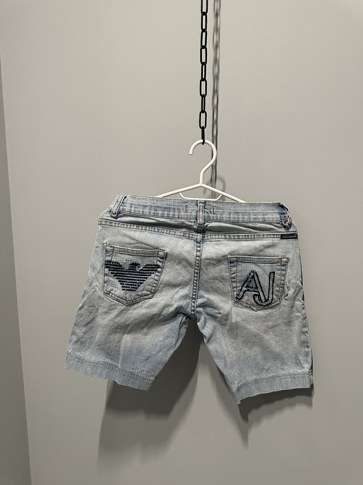 Armani Vintage Armani Big Logo Denim Shorts 2000s Style Y2K Size 26" / US 2 / IT 38 - 1 Thumbnail