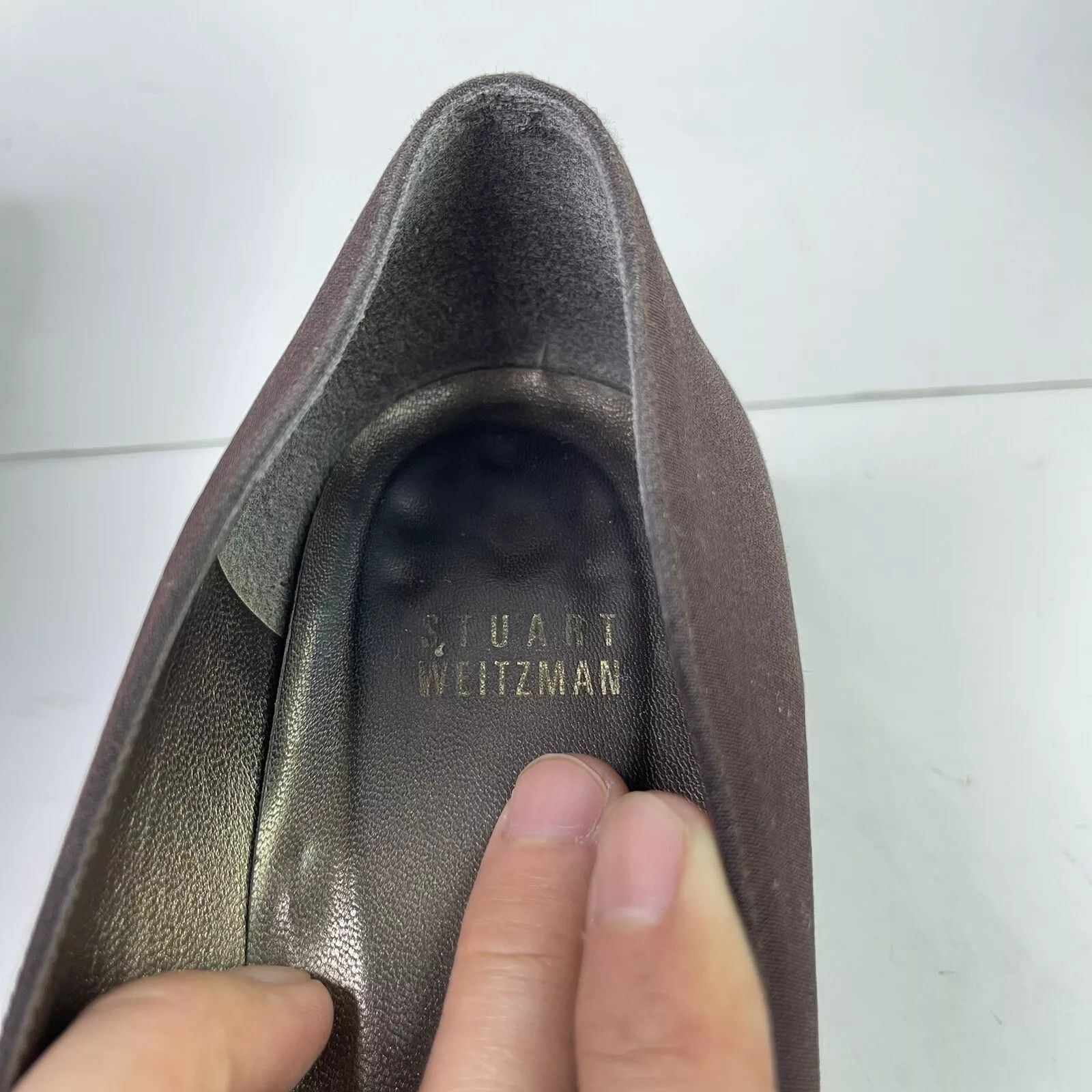 Stuart Weitzman Stuart Weitzman Brown Fabric Pumps Low Black Patent Heels Size US 9.5 / IT 39.5 - 5 Thumbnail