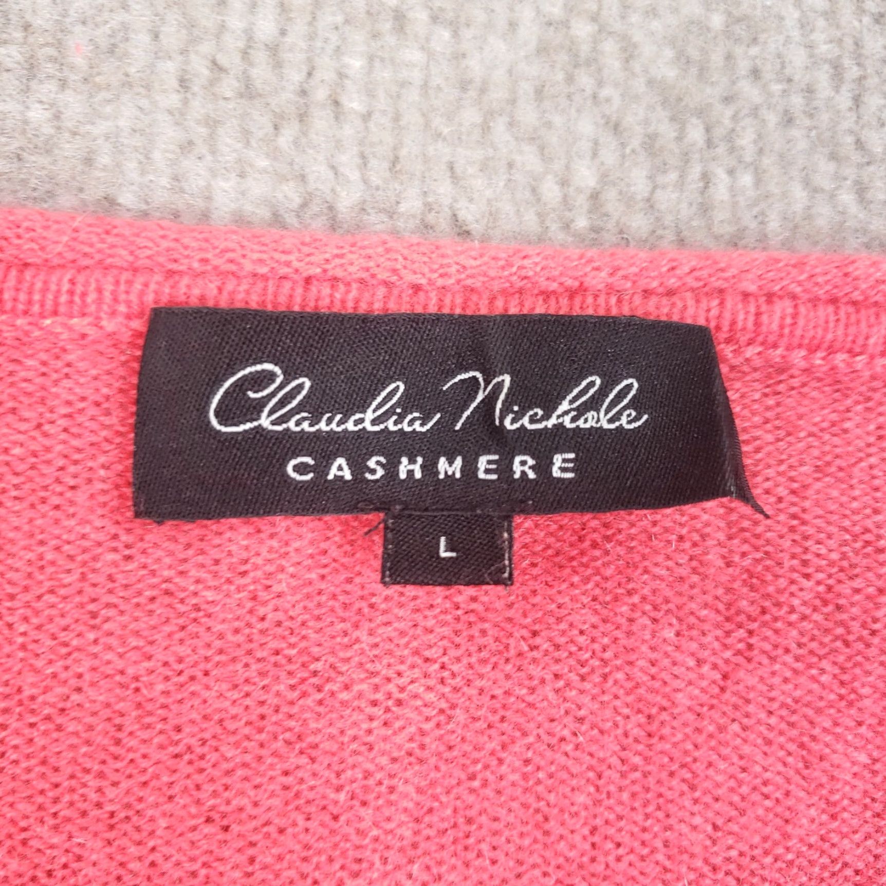 Pinko Claudia Nichole Sweater Womens Large Pink Pullover Knit V-Neck Cashmere Wool Logo Size L / US 10 / IT 46 - 5 Thumbnail