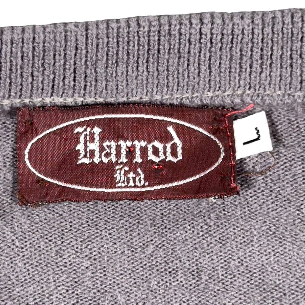 Harrods VINTAGE Harrod Sweater Shirt Adult LARGE Gray V Neck Acrylic Knit Raglan 80s Preppy Mens Size US M / EU 48-50 / 2 - 4 Thumbnail