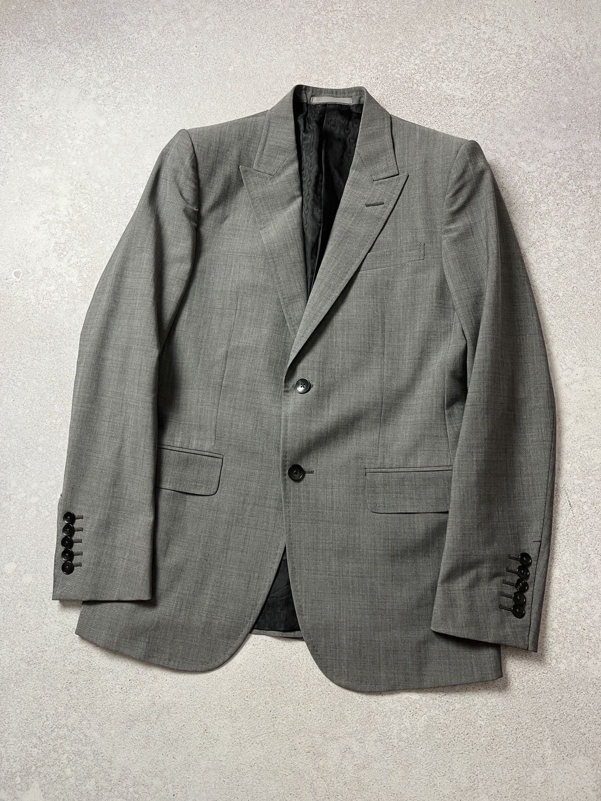 Gucci GUCCI Peak Lapel Grey 2 Btn Wool Mohair Blazer Size 36R - 1 Thumbnail