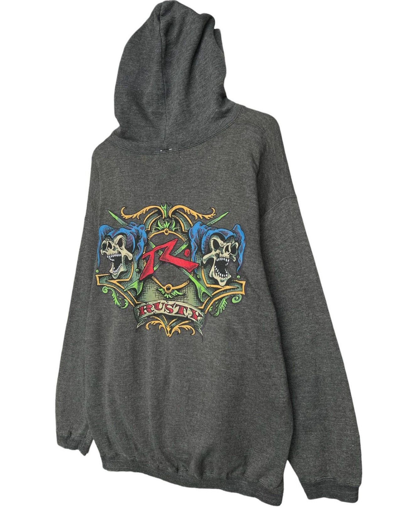 Vintage Vintage 90s Rusty Skull Bones Surf Baggy Hoodie Size US L / EU 52-54 / 3 - 3 Thumbnail