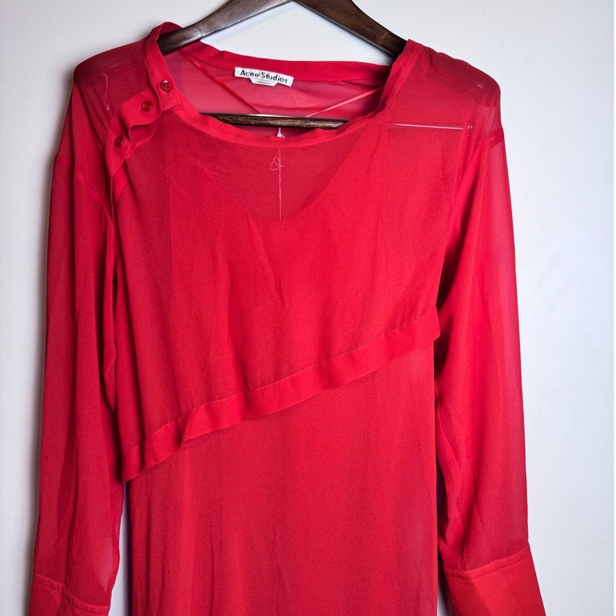 Acne Studios Acne Studios Bias-cut Georgette Long-Sleeve Dress - Size S Size S / US 4 / IT 40 - 9 Thumbnail