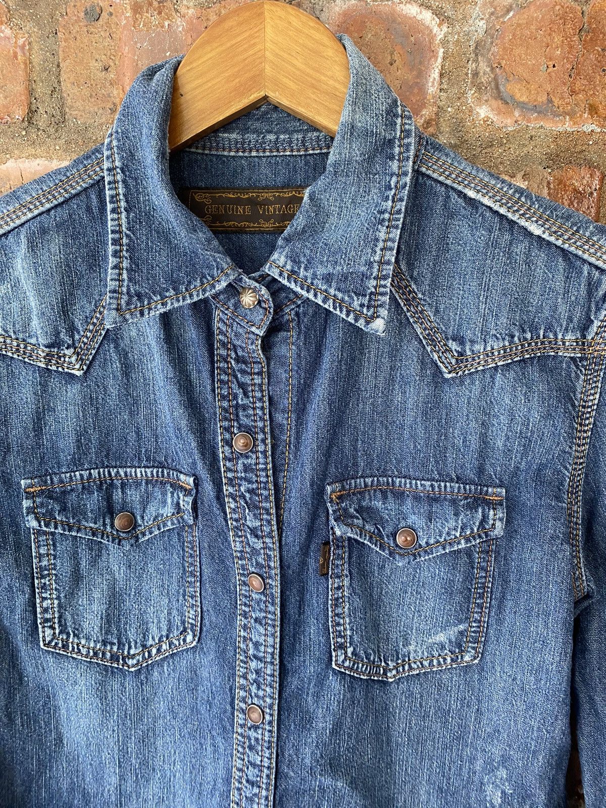 GOA Vtg G.O.A distressed wash western shirt Size US S / EU 44-46 / 1 - 5 Thumbnail