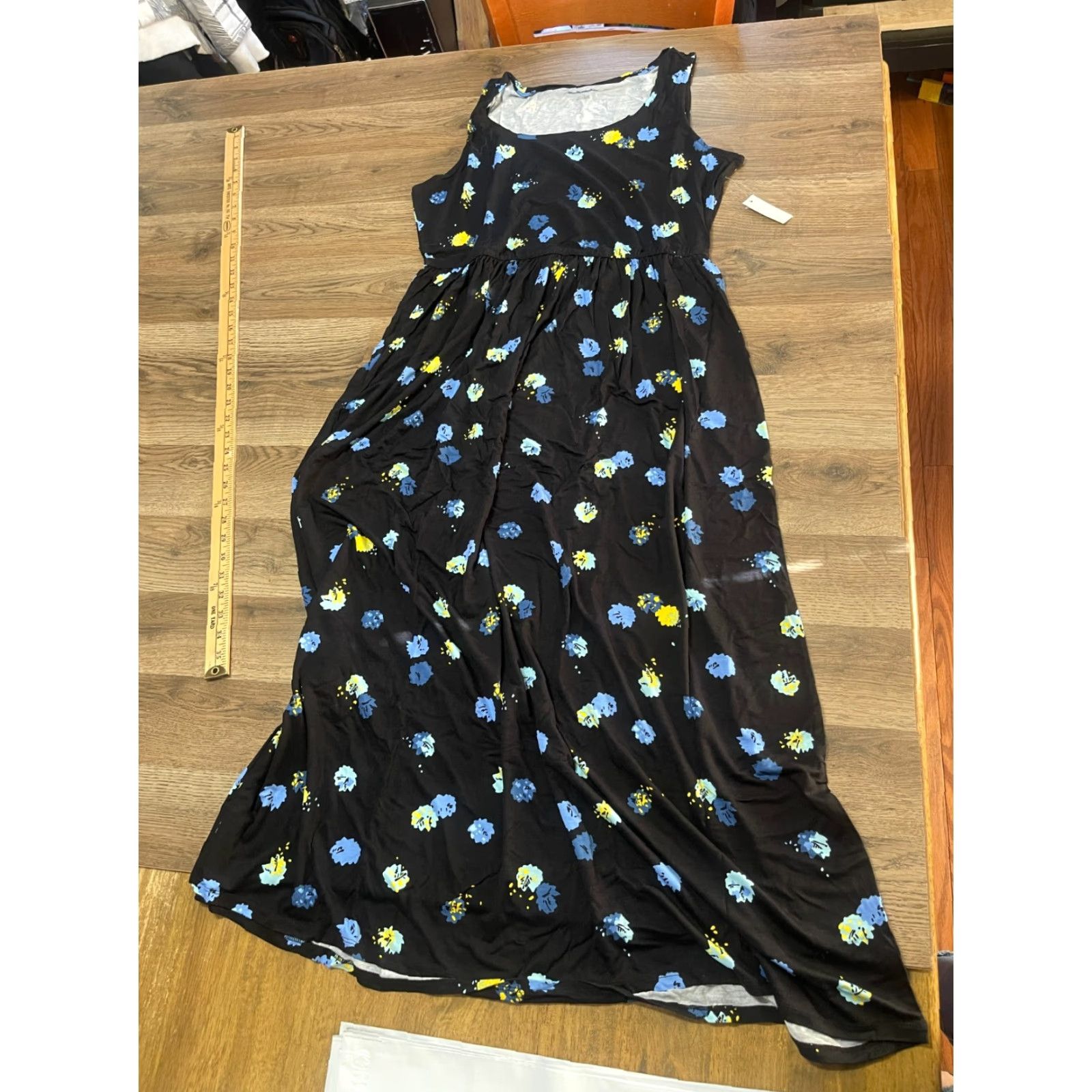Essentials Amazon Essentials Dress Women's 1X Sleeveless Floral Knee Length Yellow Blue Black A-Line, Maxi Casual Women Size XL / US 12-14 / IT 48-50 - 2 Thumbnail