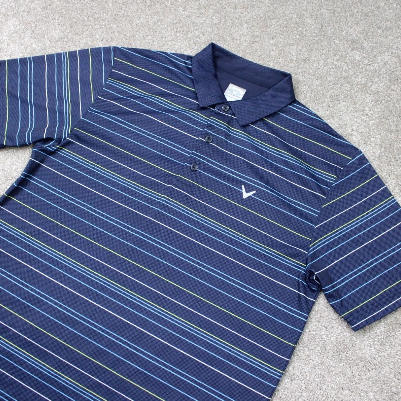 Callaway Callaway Polo Shirt Mens Large Blue Striped Opti-Dri Golf Polyester Short Sleeve Size US L / EU 52-54 / 3 - 3 Thumbnail