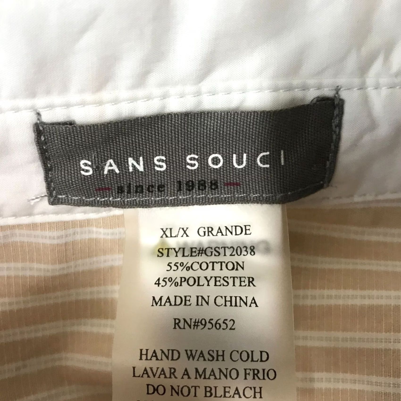 Vintage SANS SOUCI SHIRT TAN WOMEN'S XL GATHERED WAIST COTTON BLEND BUTTON COLLARED Size XL / US 12-14 / IT 48-50 - 7 Thumbnail