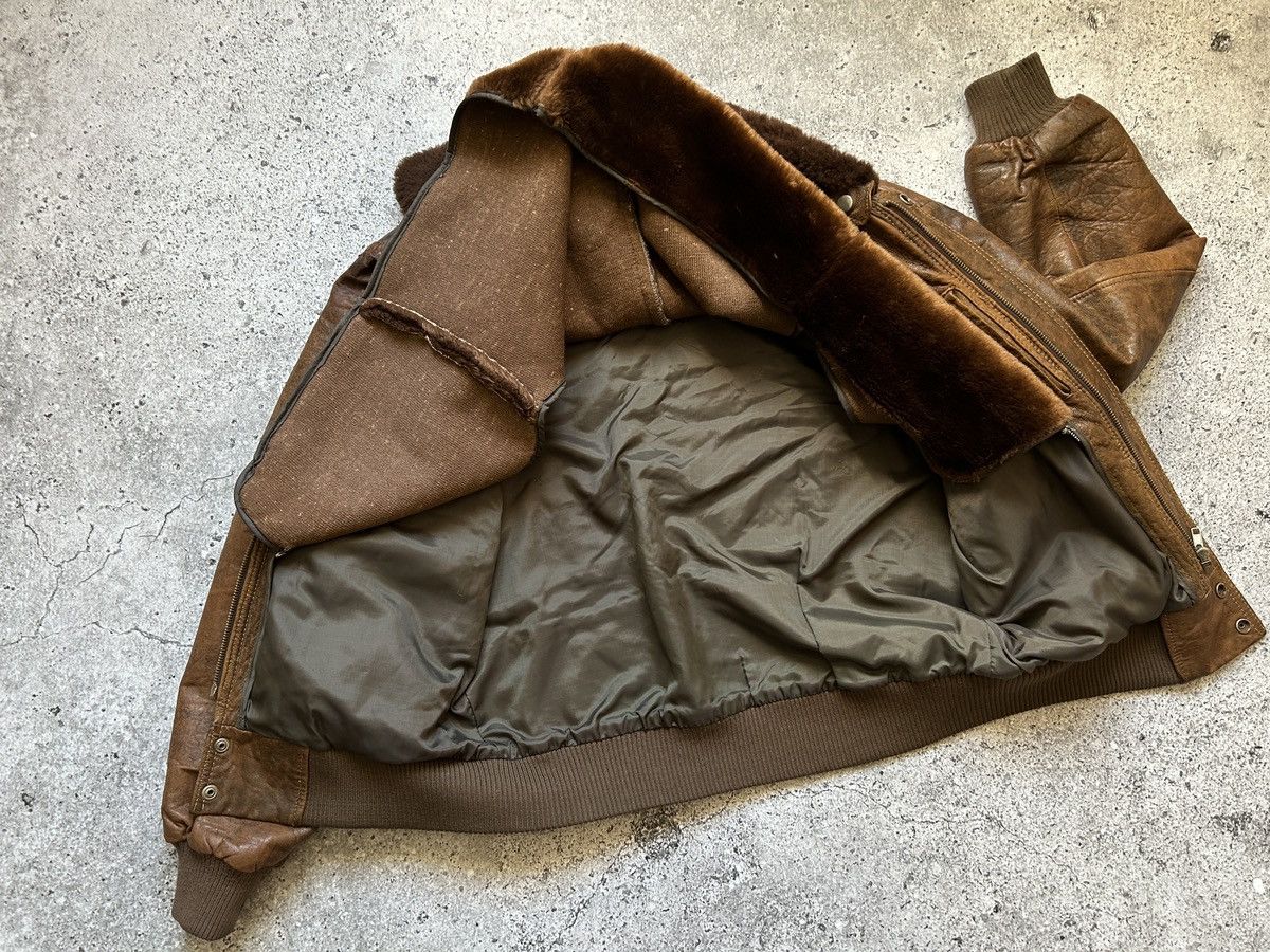 Vintage Brown leather bomber jacket with attachable fur collar | Grailed