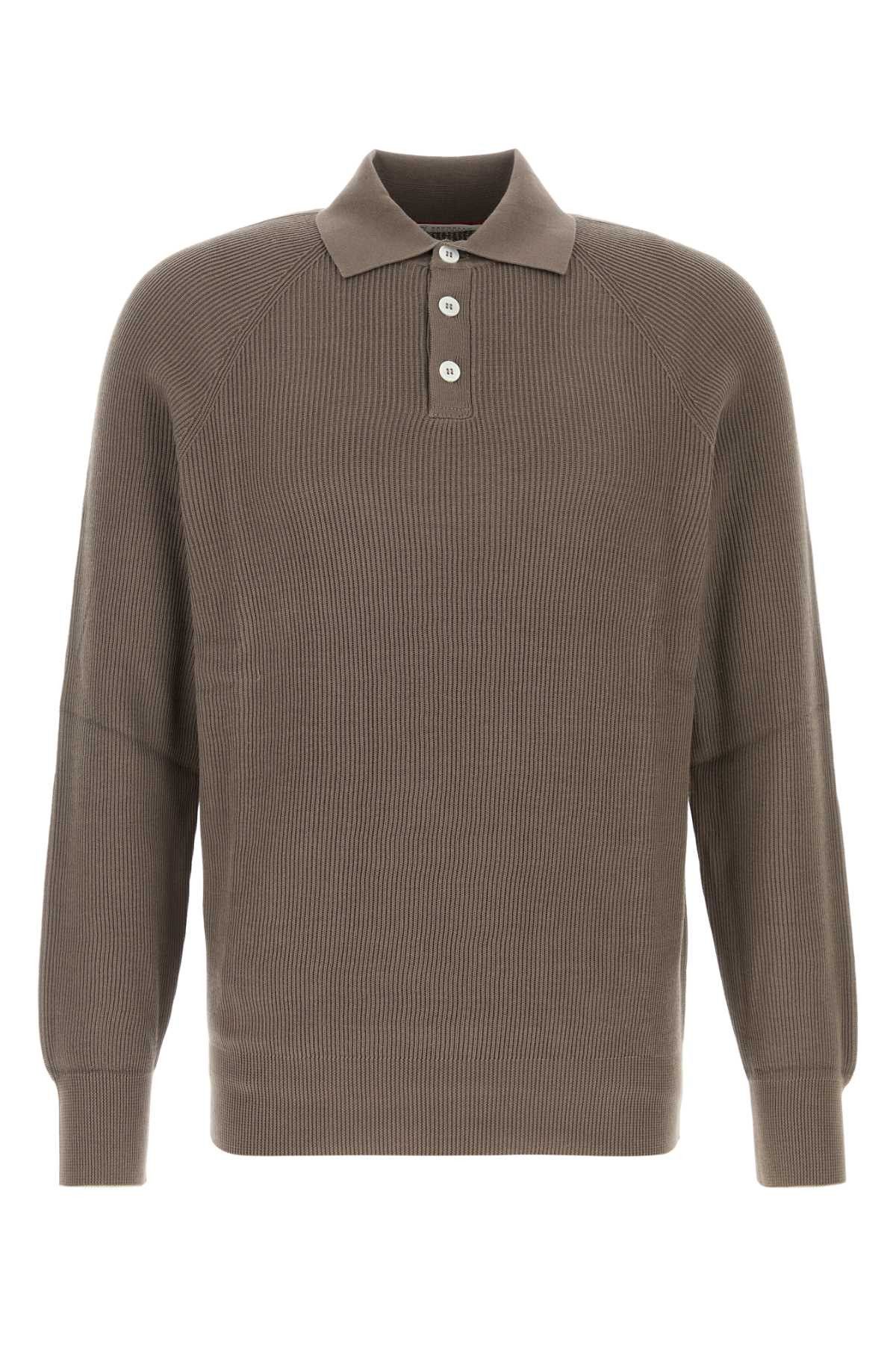 Brunello Cucinelli Mud Cotton Polo Shirt Size US S / EU 44-46 / 1 - 1 Thumbnail