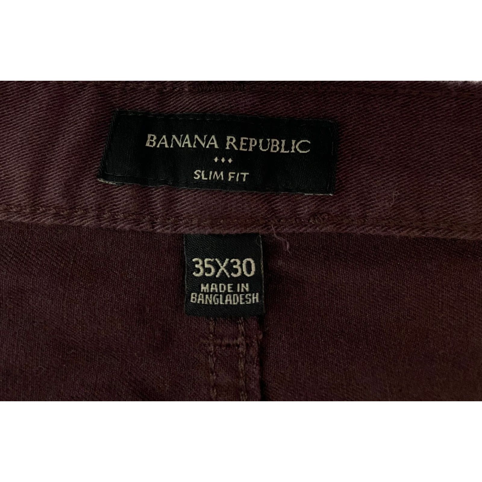 Banana Republic Banana Republic Slim Fit Chino Pants Men's 35×30 Maroon Stretch Size US 35 - 4 Thumbnail
