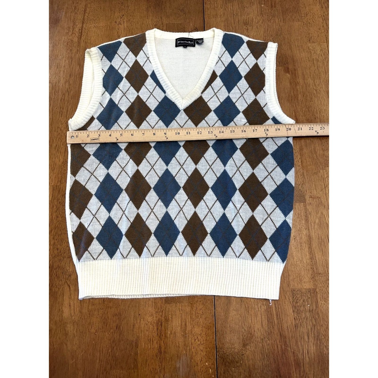 Vintage VINTAGE Princeton Hall Sweater Vest L White Geometric 90s Preppy Women Size L / US 10 / IT 46 - 4 Thumbnail