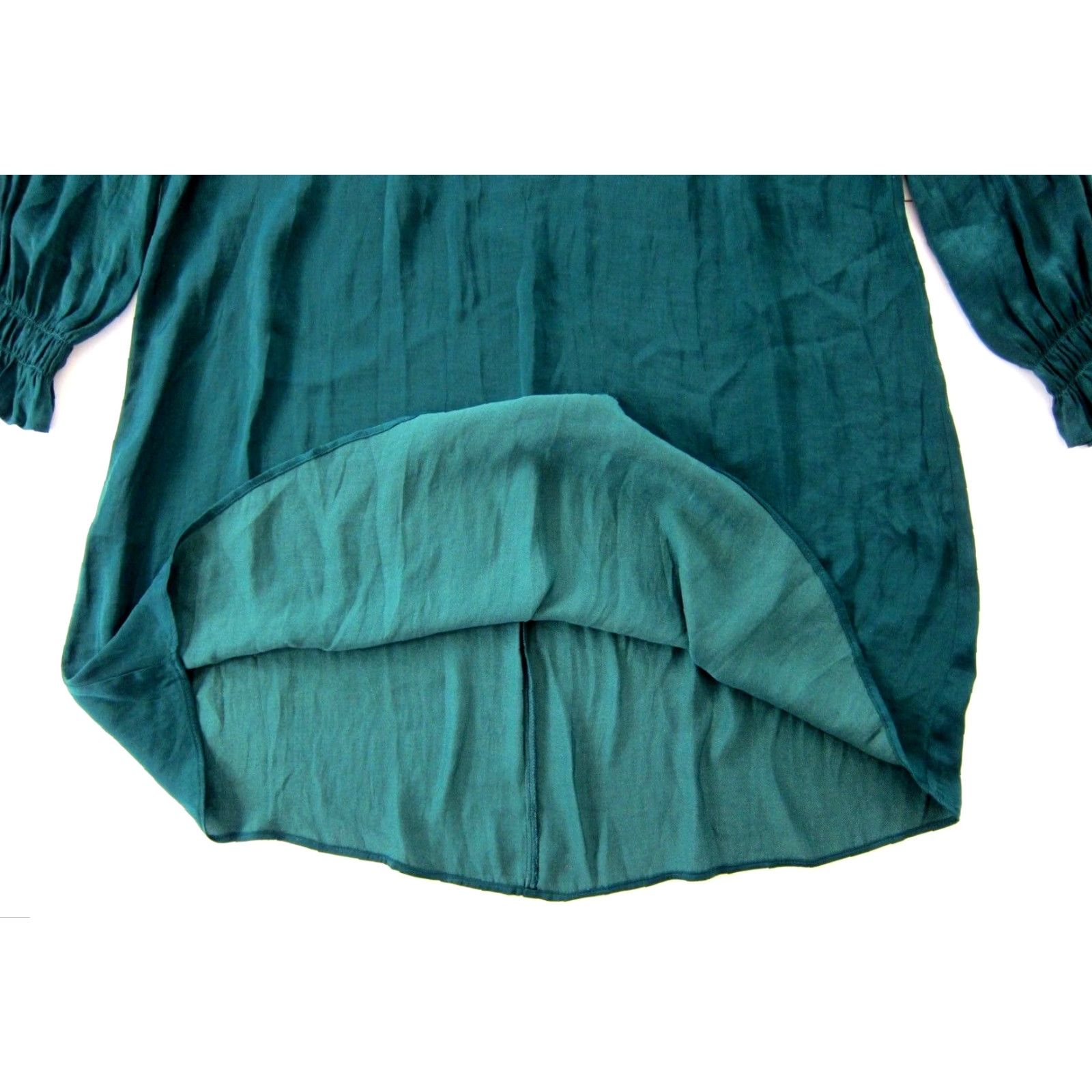 Old Navy Old Navy Emerald Green Silky Peep Shoulder Long Sleeve Tunic Smock Dress XS Size XS / US 0-2 / IT 36-38 - 5 Thumbnail