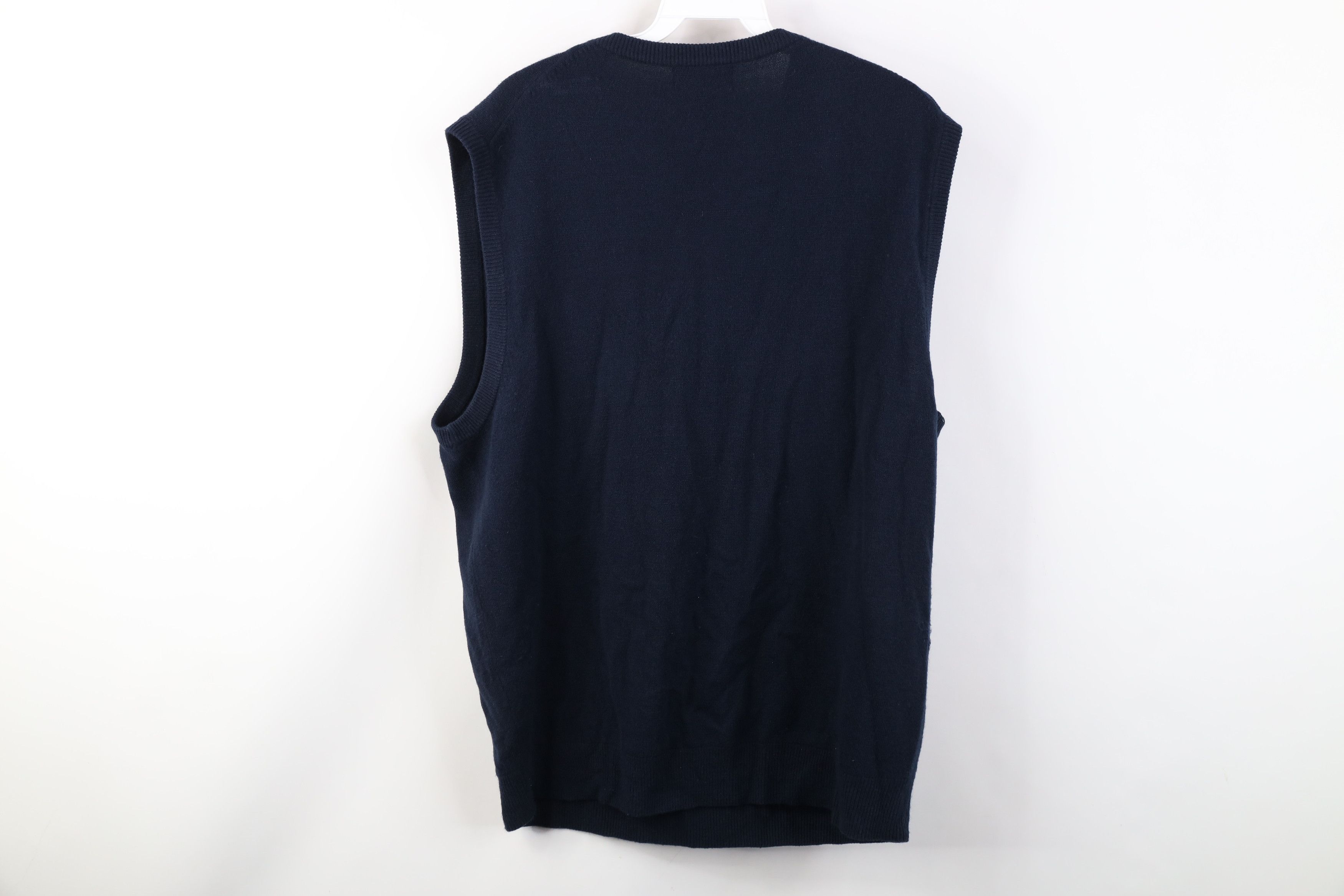 Vintage Vintage 90s Streetwear Blank Knit Sweater Vest Navy Blue Size US XL / EU 56 / 4 - 8 Thumbnail