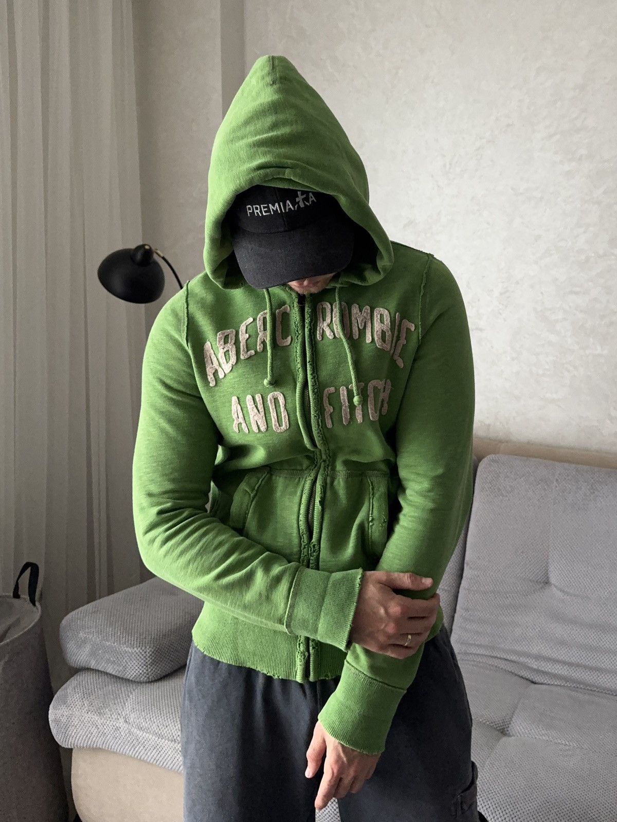 Abercrombie & Fitch Abercrombie & Fitch Y2K Distressed Green Zip