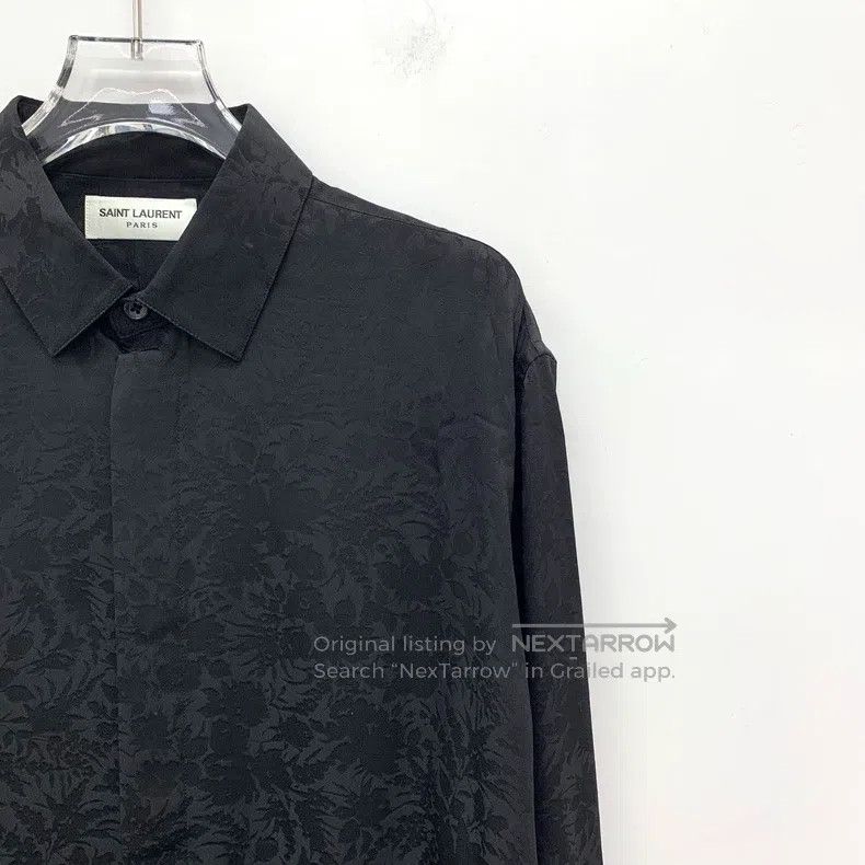 Saint Laurent Paris Saint Laurent Paris size 39 Black Floral Jacquard Silk Col Size US M / EU 48-50 / 2 - 3 Thumbnail