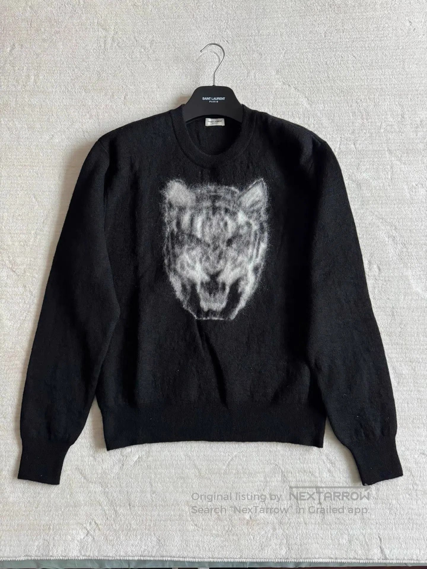 Saint Laurent Paris Black Tiger Face Knit Sweater Size M. Size US M / EU 48-50 / 2 - 1 Thumbnail
