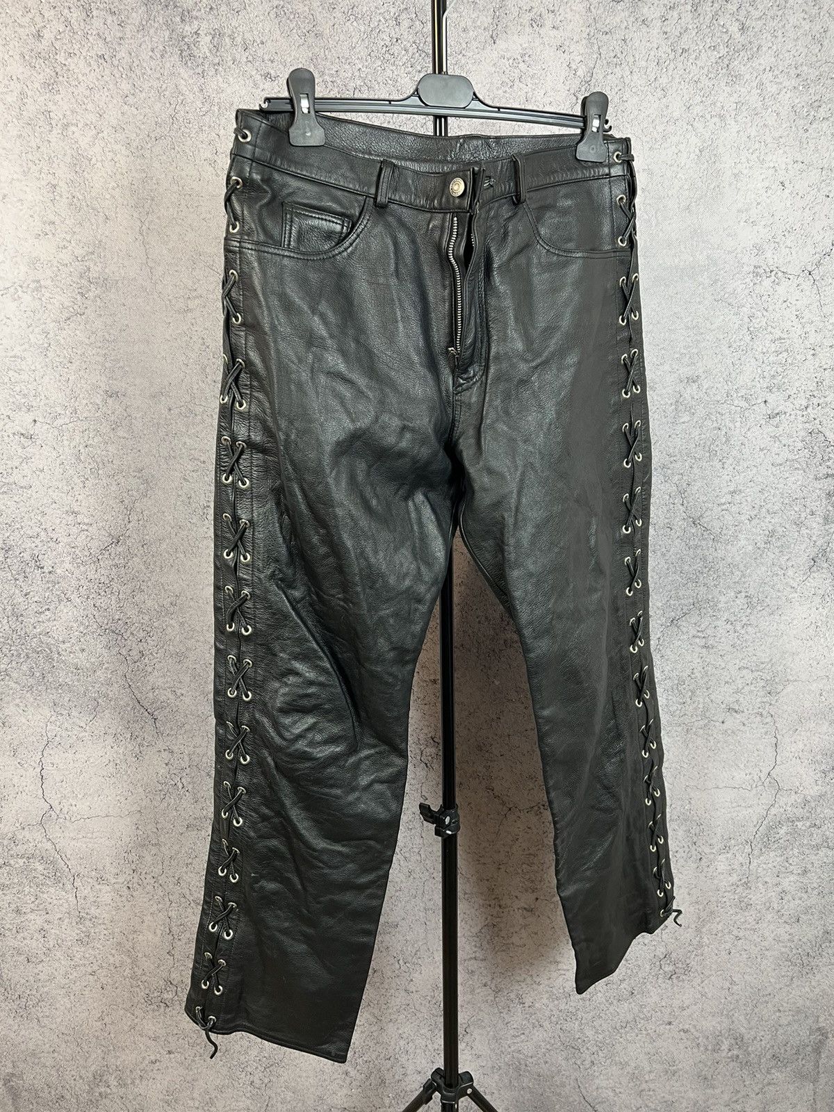 Vintage Real Leather Bikers Pants Motorcycle Y2K