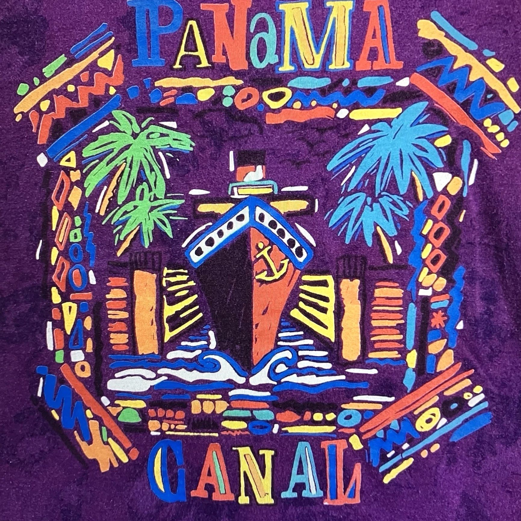 Vintage VINTAGE Double B Santa Fe Tie-Dye T-Shirt Large Purple 90s Art Panama Canal Mens Size US L / EU 52-54 / 3 - 3 Thumbnail
