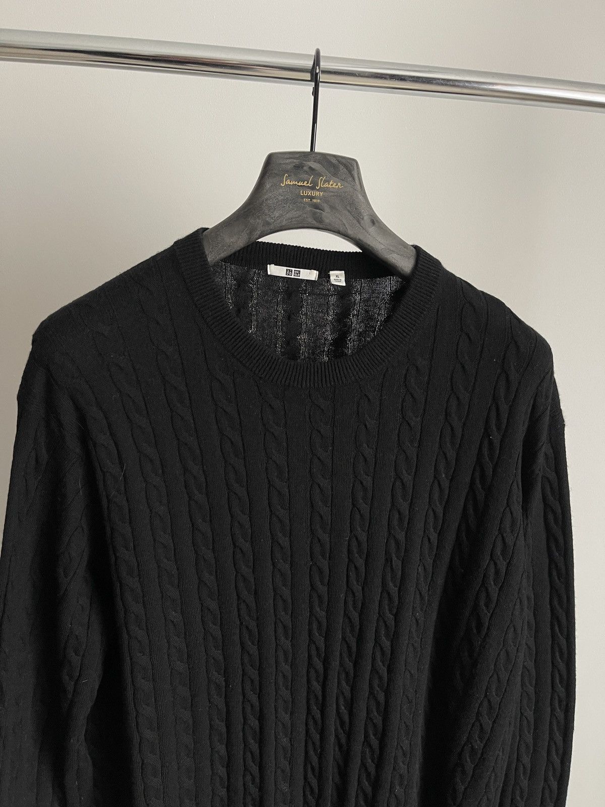 Uniqlo Uniqlo Cable Knit Cashmere Blend Sweater - Black XL Size US XL / EU 56 / 4 - 2 Thumbnail
