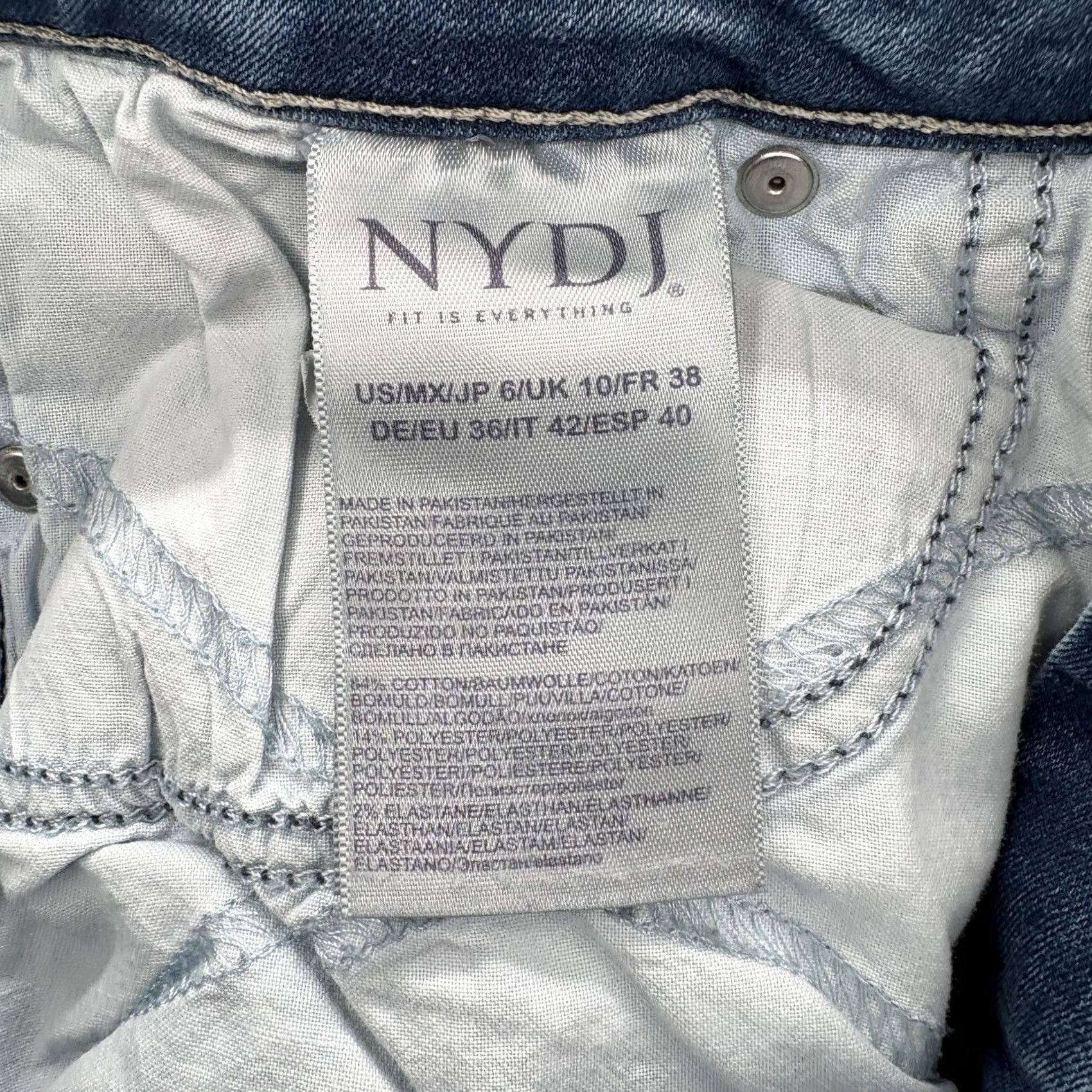 NYDJ NYDJ Marilyn Straight Jeans Womens 6 Blue Stretch Denim Size 28" / US 6 / IT 42 - 6 Thumbnail