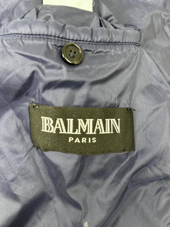 Balmain 2010s Balmain Blue Leather Shoulder Patch Puffer Jacket Size US M / EU 48-50 / 2 - 13 Thumbnail