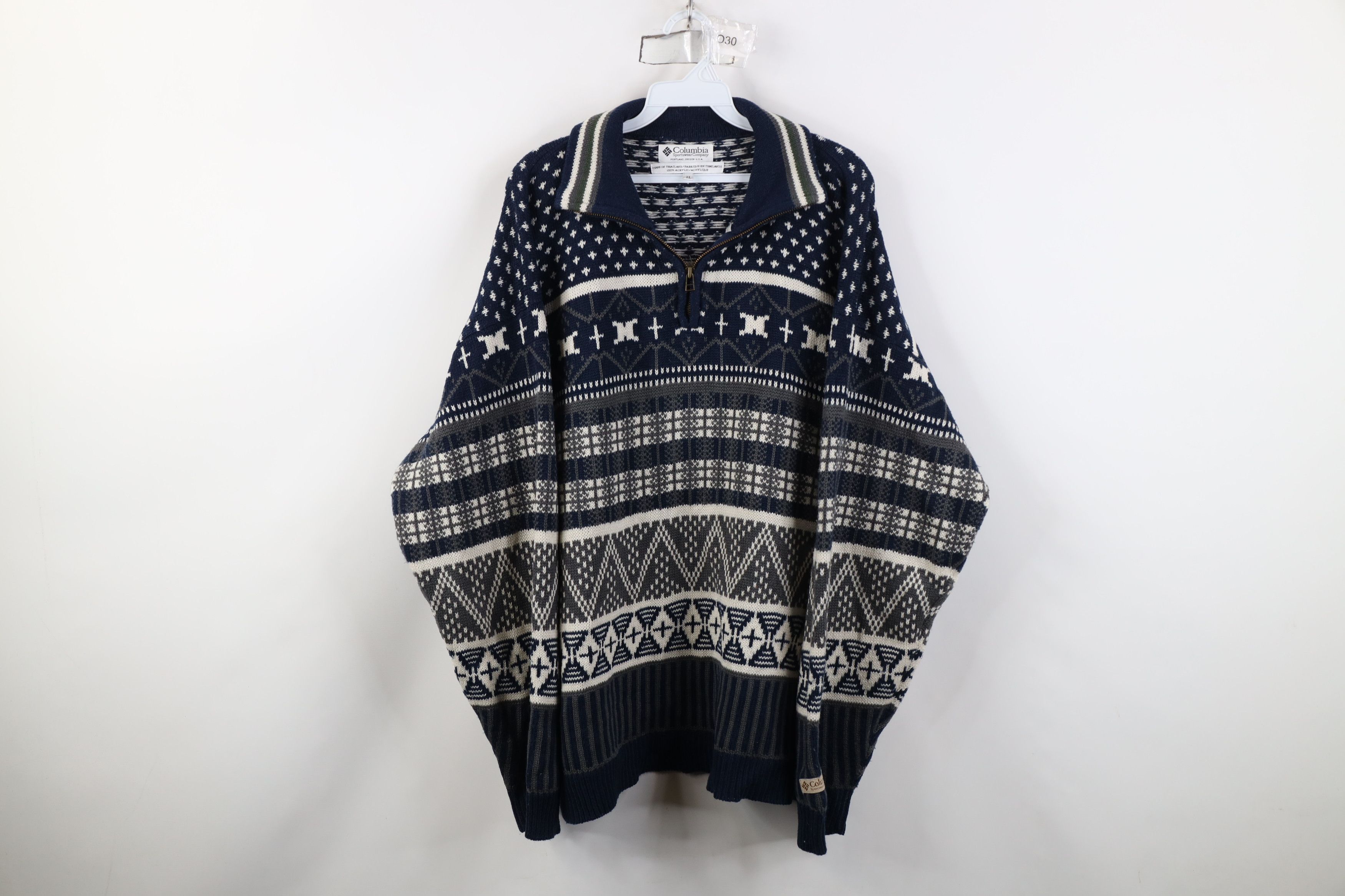 Columbia Vintage 90s Columbia Knit Half Zip Pullover Sweater Acrylic Size US XL / EU 56 / 4 - 1 Thumbnail