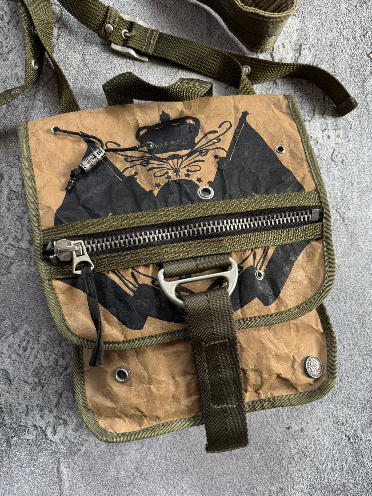 Diesel Y2K cargo military crossbody shoulder bag tactical