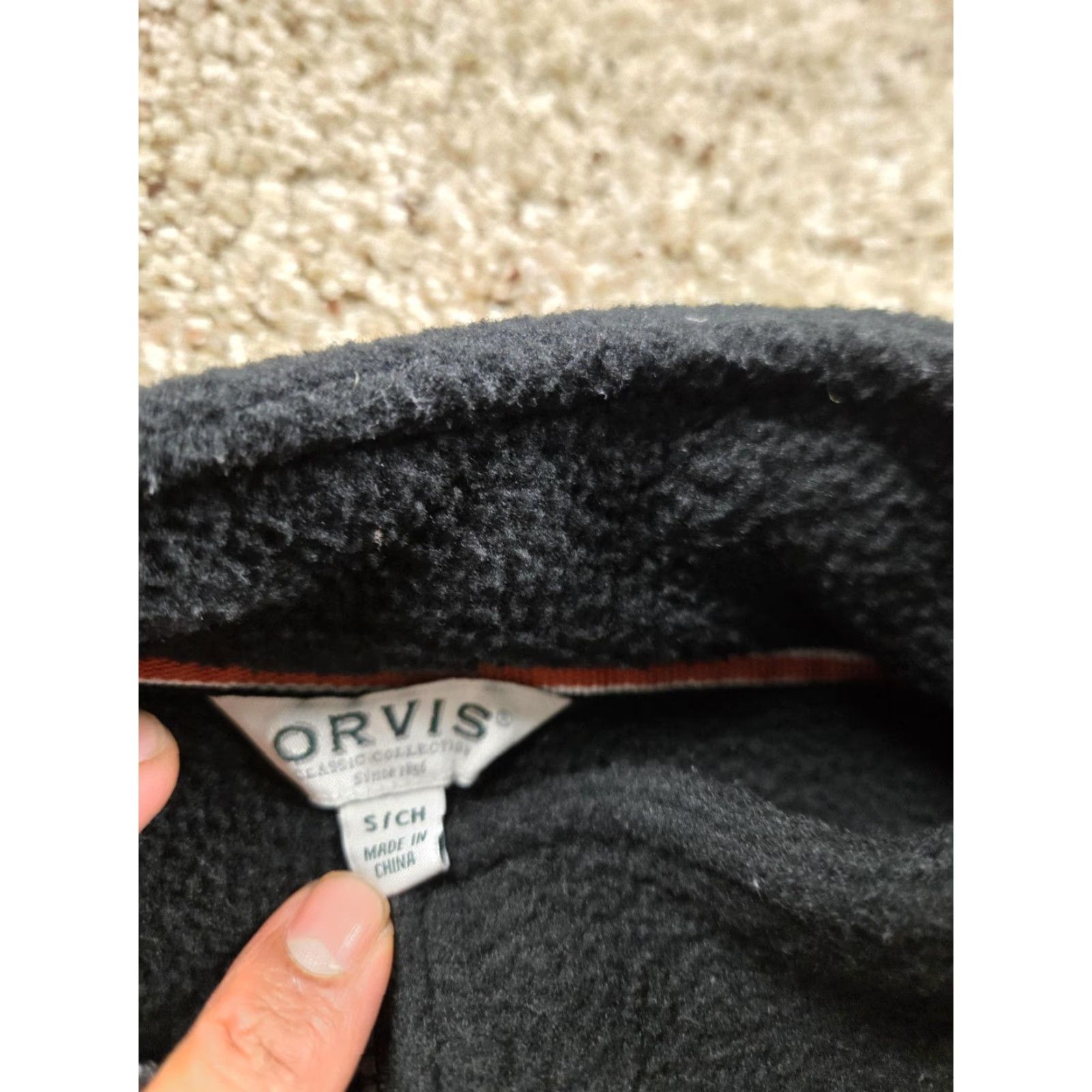 Orvis Orvis Fleece Jacket Mens S Black Full Zip Stand Collar Pockets Outdoor Bomber Jacket Polyester Zip Size US S / EU 44-46 / 1 - 5 Thumbnail