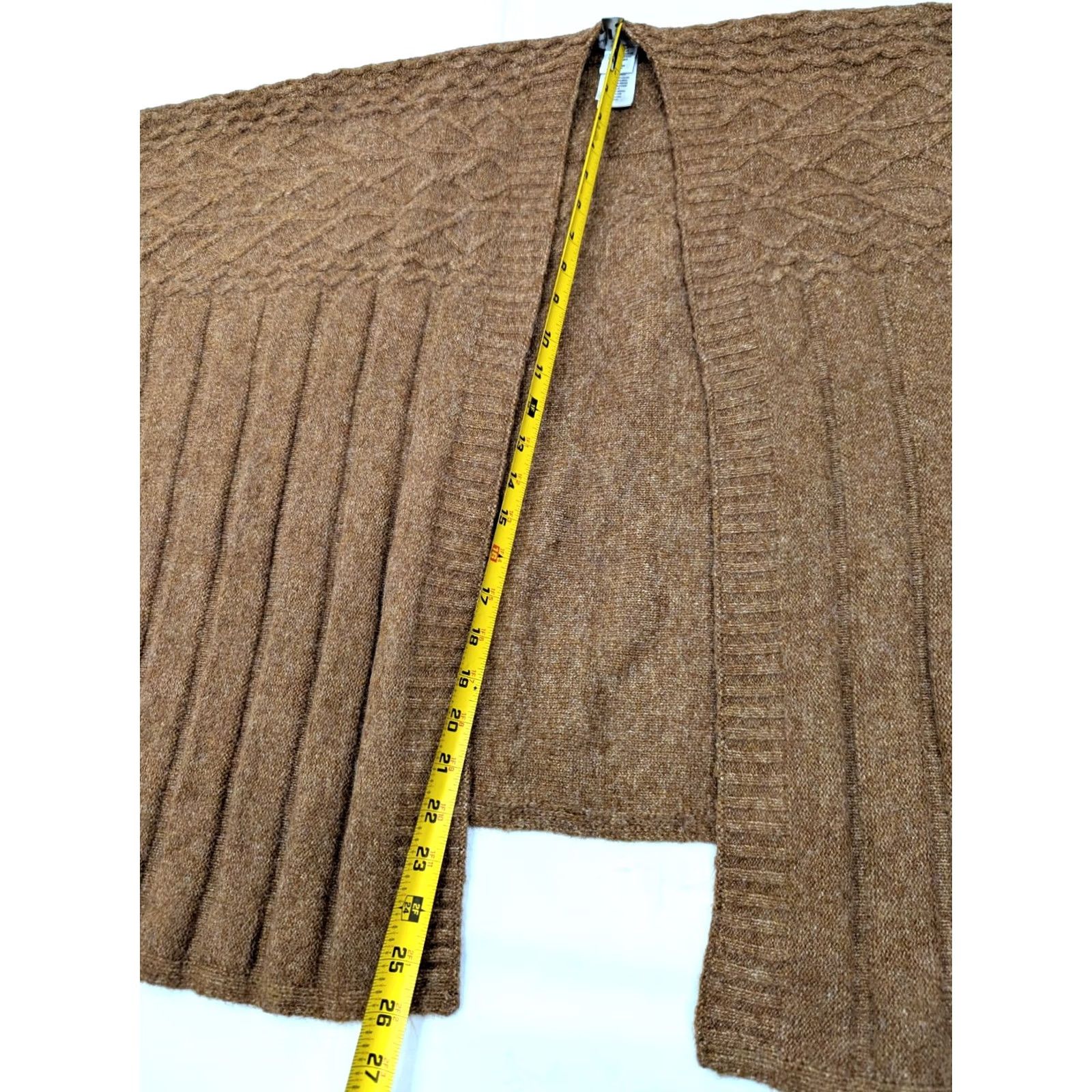 Vintage Cupcakes & Cashmere Cable Knit Poncho Cape Brown One Size Open Front Cozy Boho Size ONE SIZE - 5 Thumbnail