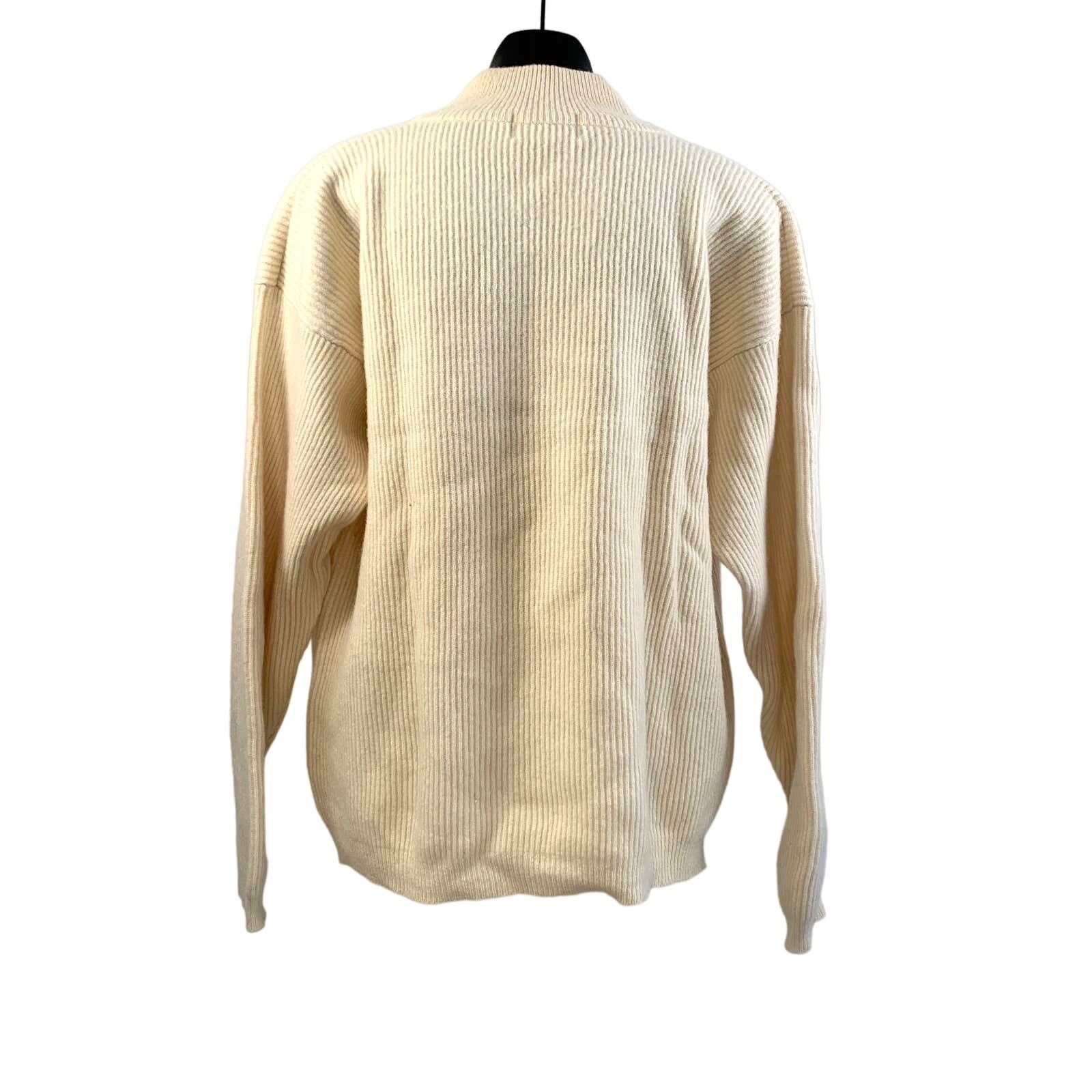 Eddie Bauer Eddie Bauer Ribbed V Neck Sweater Wool Ivory Pullover Size US XXL / EU 58 / 5 - 10 Thumbnail