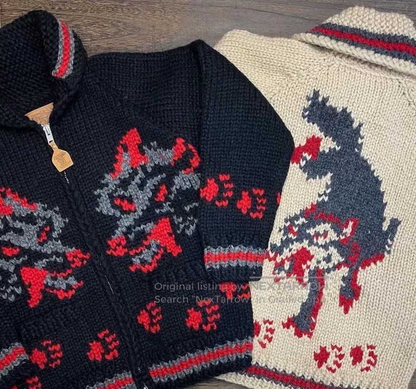 Visvim Black Wolf Pattern Knit Cardigan. Size US M / EU 48-50 / 2 - 5 Thumbnail