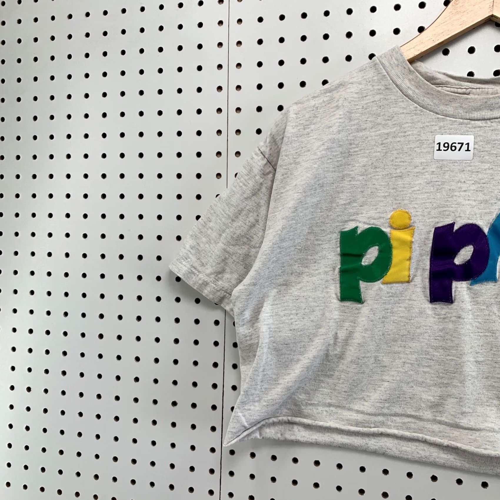 Vintage VINTAGE pi phi Cropped Shirt Womens L Short Sleeve Crew Neck 90s University Gray Oneita T-Shirt Size L / US 10 / IT 46 - 3 Thumbnail