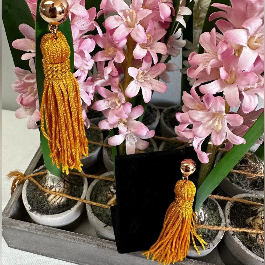 Aldo Aldo Mustard Fringe Earrings with Gold hoop in BN condition Size ONE SIZE - 3 Thumbnail