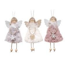 Handmade Angel Ornaments Set of 3 New Christmas Decor Stars Hearts Sn Size ONE SIZE - 3 Thumbnail