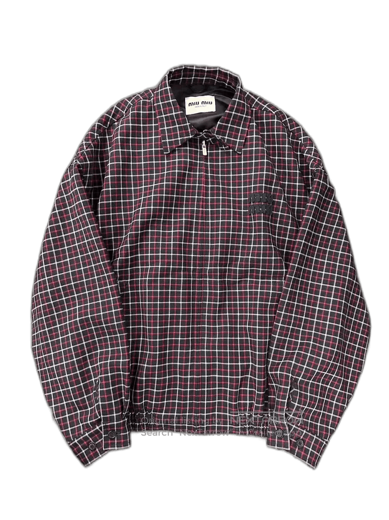 Prada Miu Miu Vintage Check Zip Jacket Coat. Size US XL / EU 56 / 4 - 1 Thumbnail