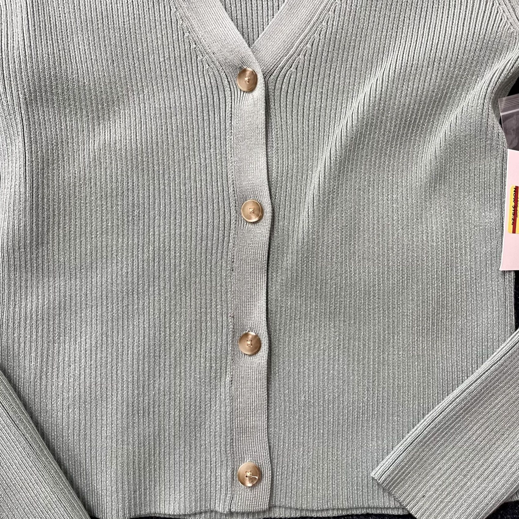Nine West Nine West Cardigan Womens Small Light Blue Ribbed V Neck Button Up Sweater Size S / US 4 / IT 40 - 2 Thumbnail