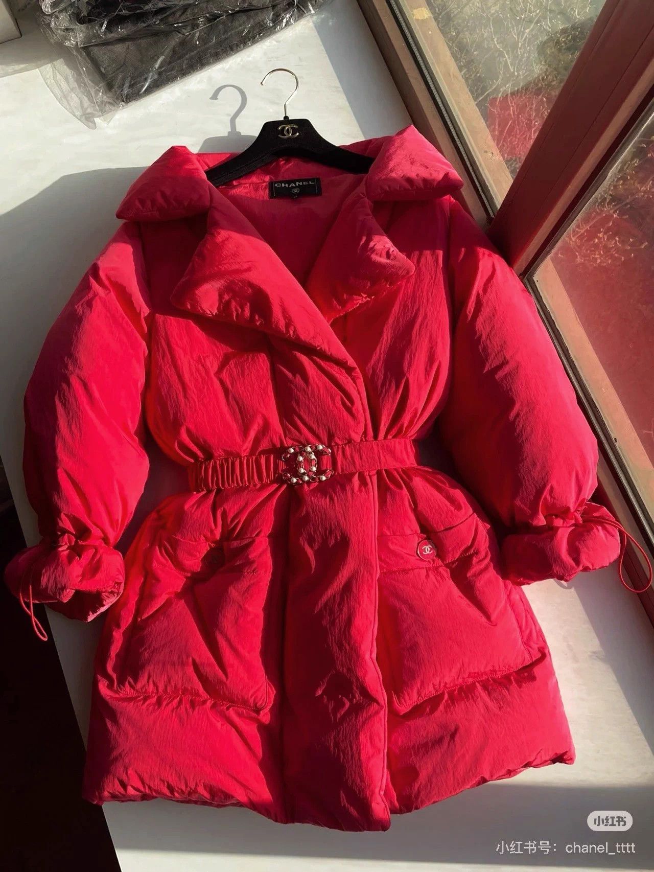 Chanel Chanel 19K Snowy Red Lapel Long Down Coat CC Belt 36 Size XS / US 0-2 / IT 36-38 - 9 Thumbnail