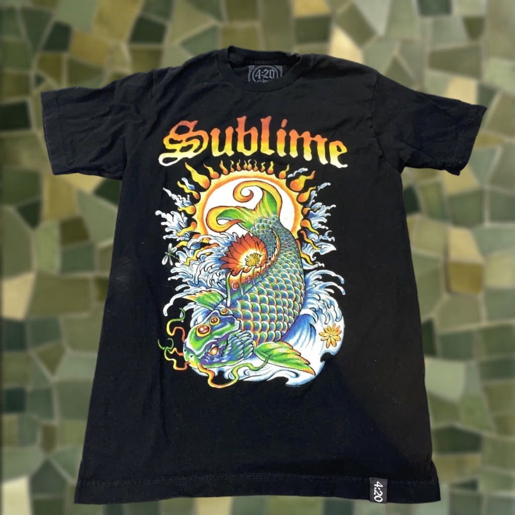 Vintage VINTAGE Sublime Shirt Mens Small Black 4:20 Koi Fish Sun Graphic Band Tee T-Shirt Music Size US S / EU 44-46 / 1 - 1 Thumbnail