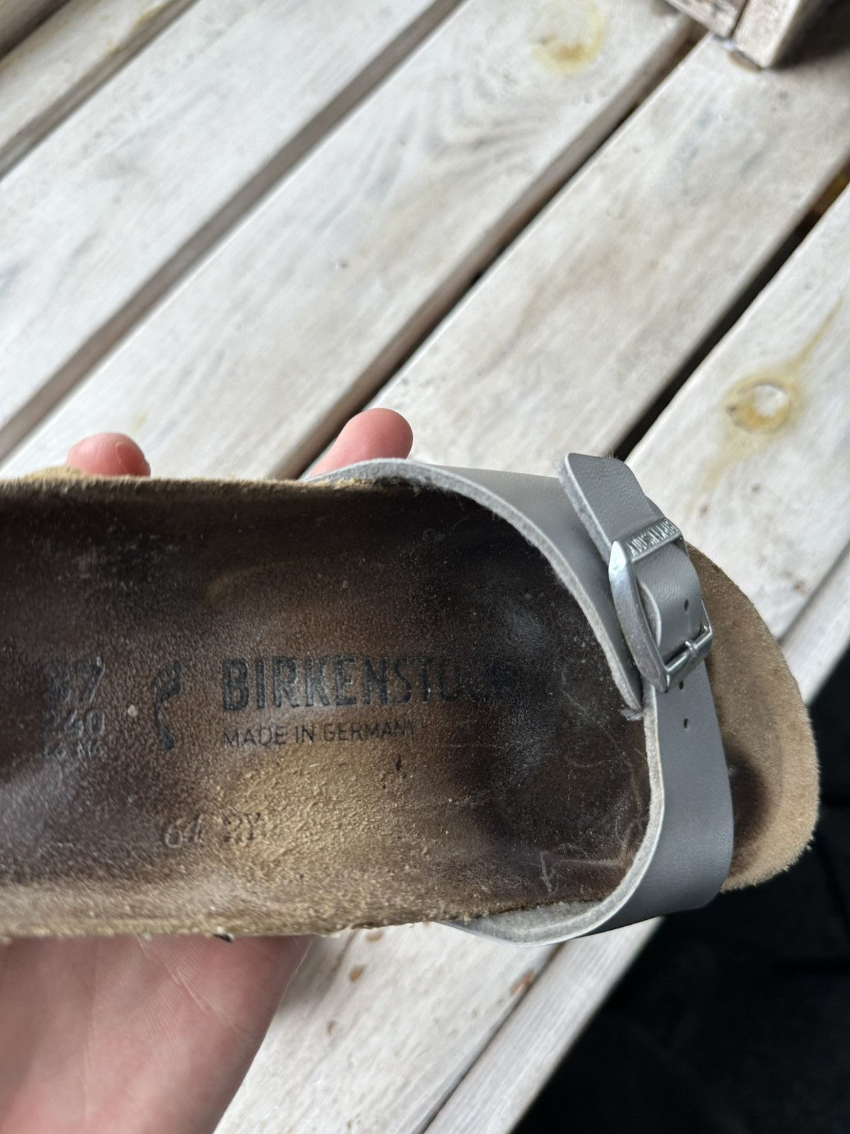 Birkenstock 🚨Vintage Birkenstock 38 silver Luxe Sandals rare slides Size US 7 / IT 37 - 9 Thumbnail