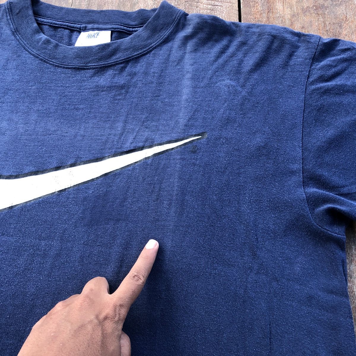 Vintage 90s Thrashed Faded Nike Big Swoosh Rare T Shirt