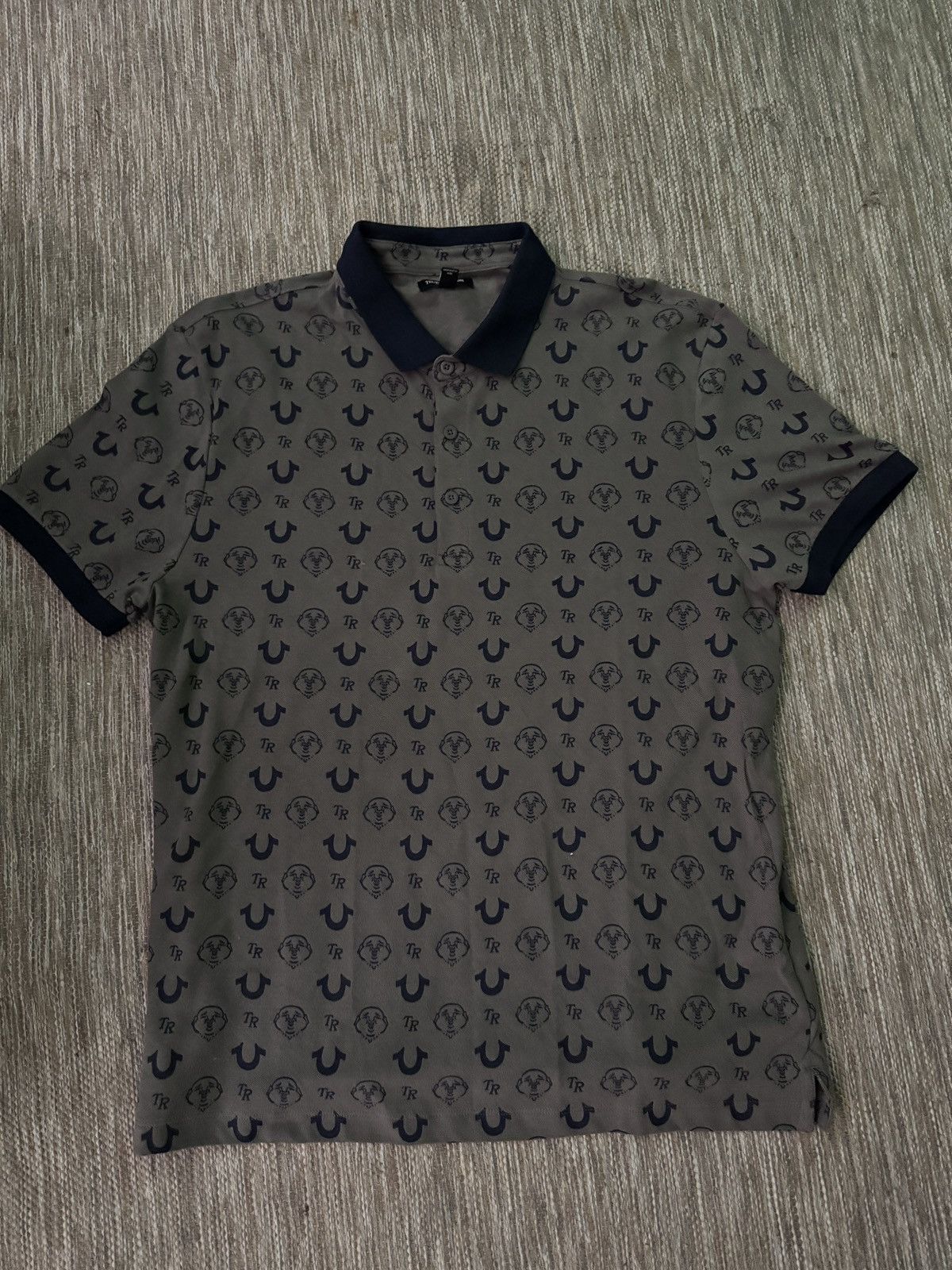 True Religion True Religion Monogram Gray and Blue polo Size US L / EU 52-54 / 3 - 1 Thumbnail