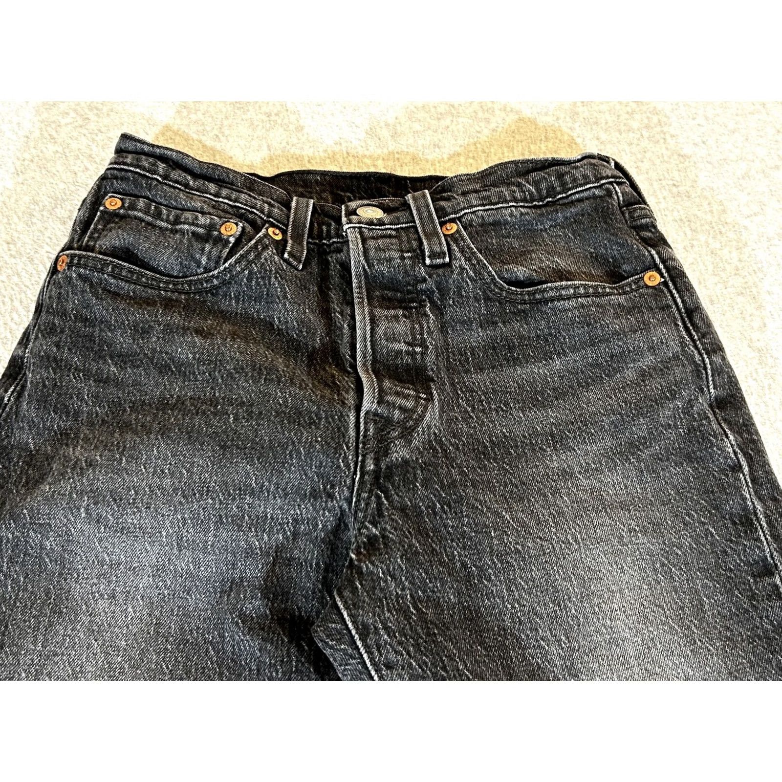 Levi's Levi's 501 Jeans Womens Skinny High Rise Button Fly Black Charcoal Wash W26 L28 Denim Cotton Blend Spandex 5-Pocket Slim Size 26" / US 2 / IT 38 - 2 Thumbnail