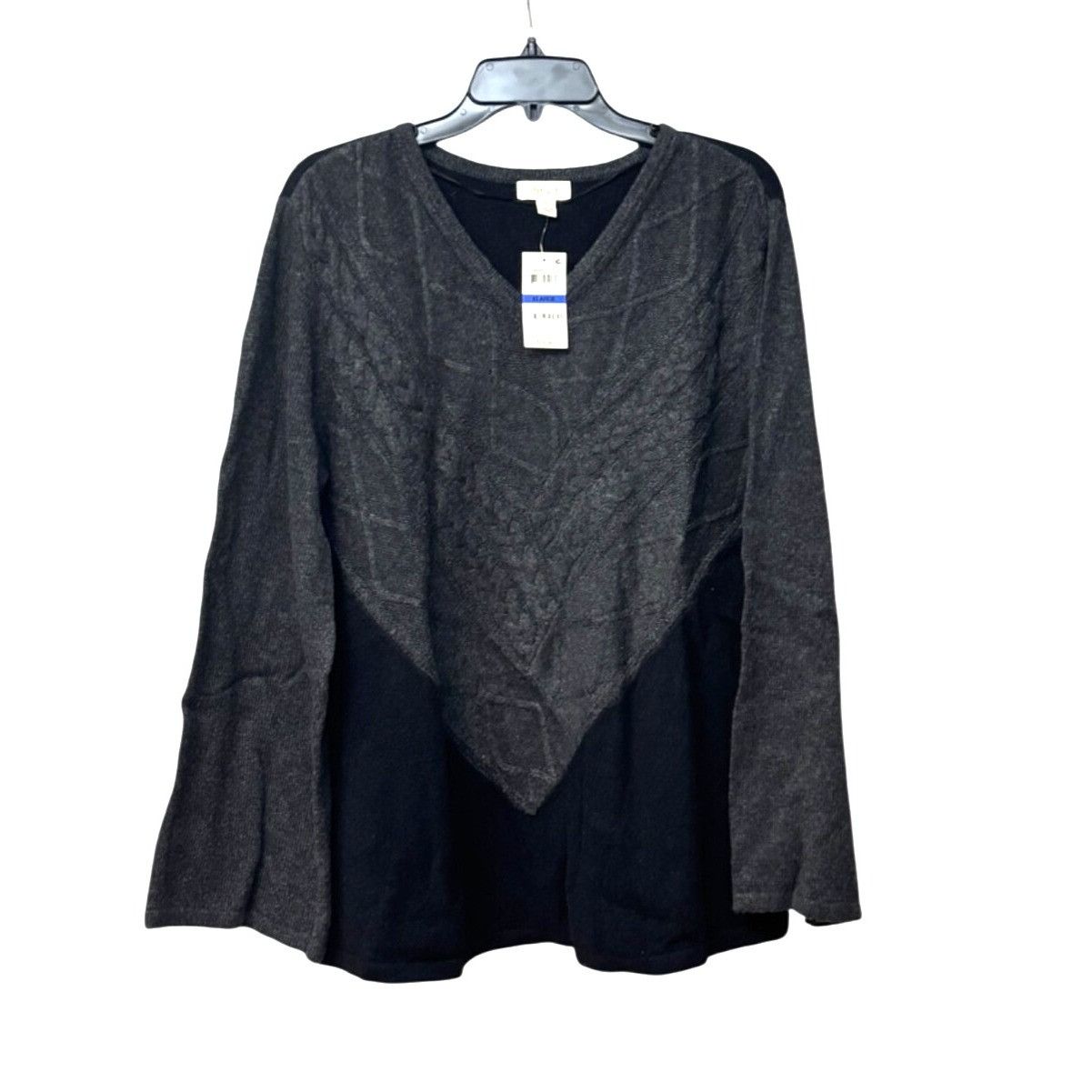 Other Style & Co Mixed Stitch Color block Sweater Tunic, Charcoal Size XL / US 12-14 / IT 48-50 - 9 Thumbnail